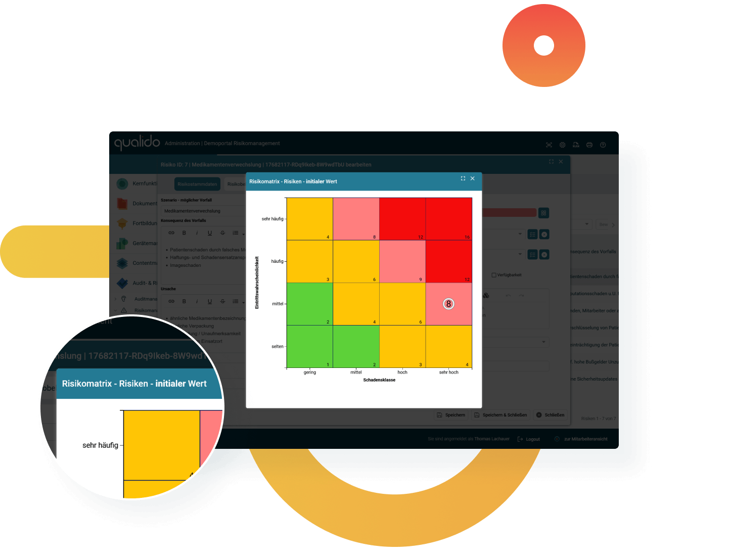 Screenshot Risikobewertung aus qualido manager / Risikomanagement